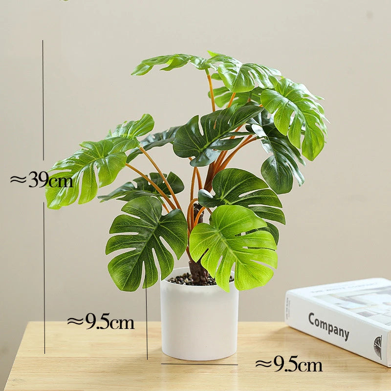 Artificial potted bamboo and monstera plant for home and office decor - vue 4 sur 14