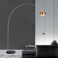 Nordic luxury electroplated adjustable arc floor lamp with marble base and remote control, LED