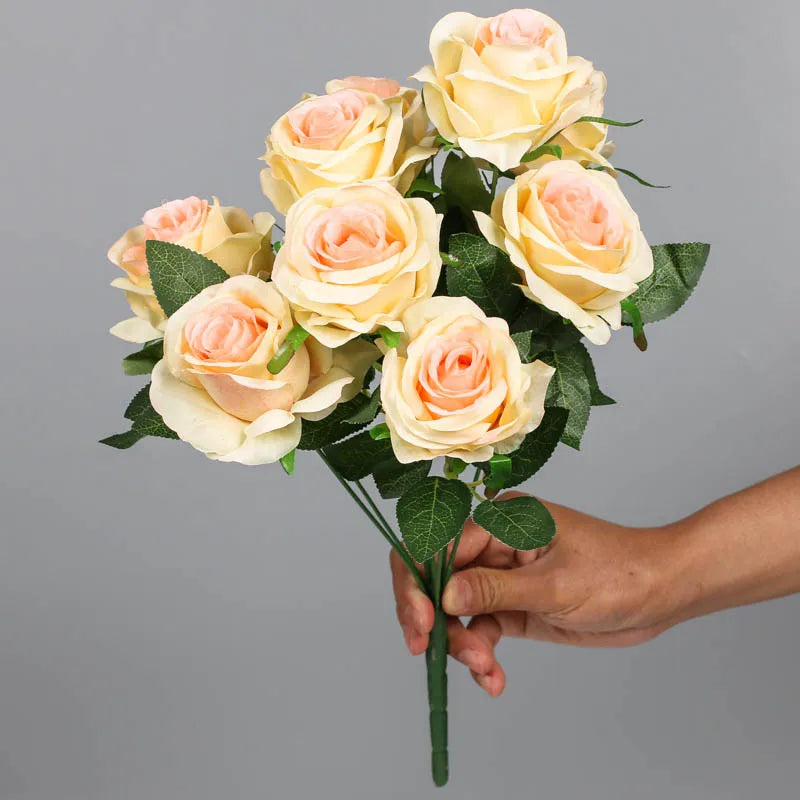 Artificial silk rose bouquet for interior decoration - vue 14 sur 15