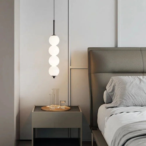 Nordic glass pendant light LED copper gourd 3-8 heads bedside hanging lamp for study, bedroom and living room - vue 4 sur 14