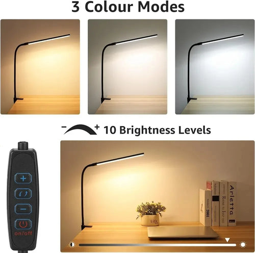 Foldable LED clip desk lamp with eye protection, 3 modes and 10 brightness levels - vue 5 sur 10