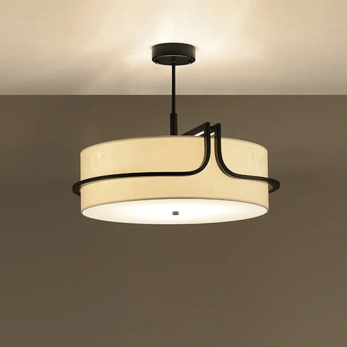 Luxury designer ceiling light in copper with fabric shade - vue 4 sur 6