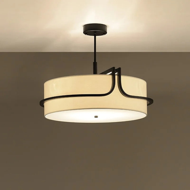 Luxury designer ceiling light in copper with fabric shade - vue 3 sur 6