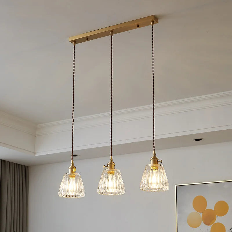 Retro Japanese style glass chandelier small pendant light