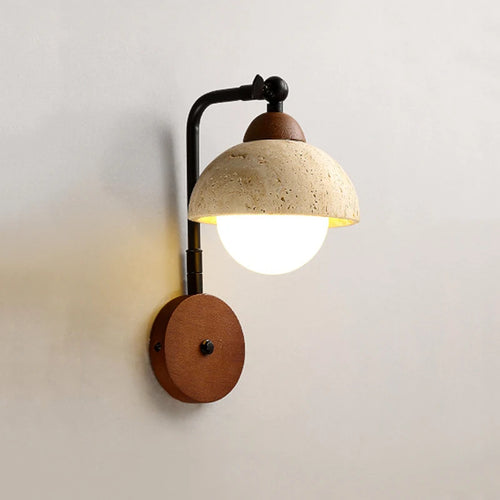 Applique murale led moderne en travertin demi-cercle ambiance simple