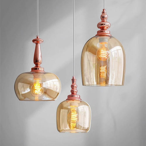 Retro glass pendant light nordic loft decorative for indoor use - vue 7 sur 9