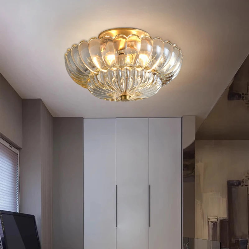 Luxurious and creative European style American retro copper ceiling light