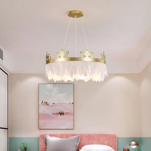 Simple nordic luxury chandelier with crystal feather pendant - vue 2 sur 12