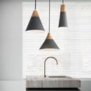 Wood and iron pendant light for modern lighting