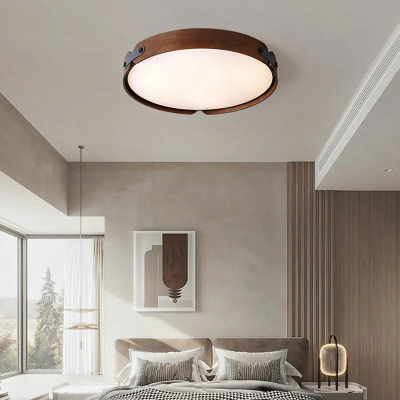 Modern wooden ceiling light with remote control for interior decoration