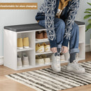 shoe storage bench with cushion and practical compartments
