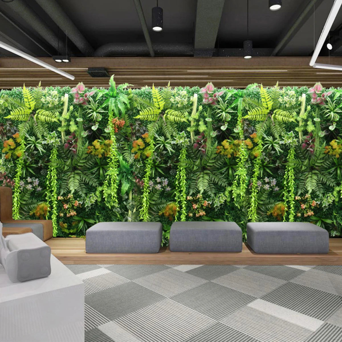 Reusable artificial plant wall for garden decoration and UV protection - vue 8 sur 9