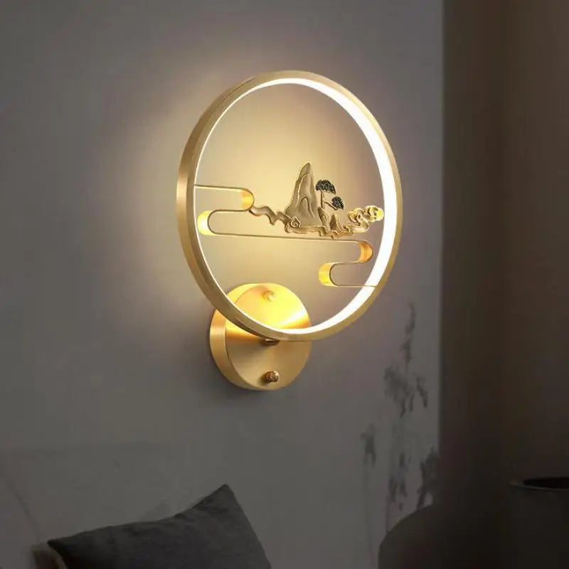 Traditional Chinese copper LED wall light for indoor decoration
