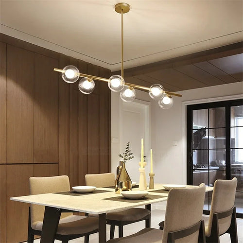 Modern LED chandelier with nordic glass ball lamps - vue 3 sur 12