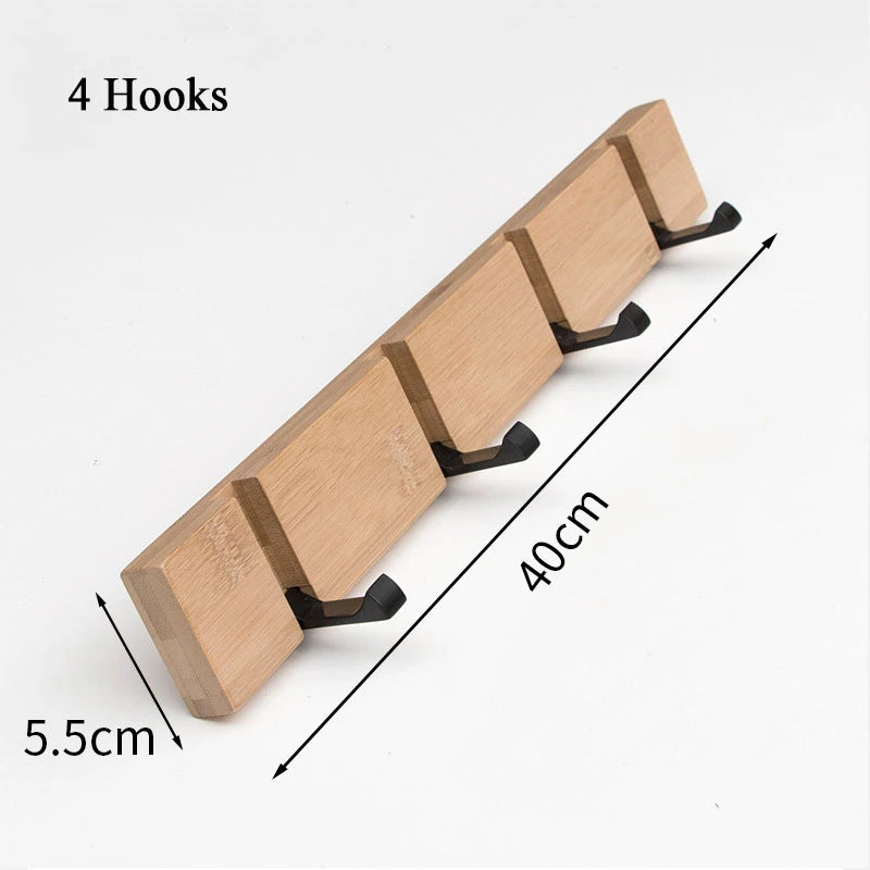 bamboo wall key holder with decorative hooks for organization - vue 8 sur 12