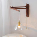Foldable wooden and glass wall light nordic retro style