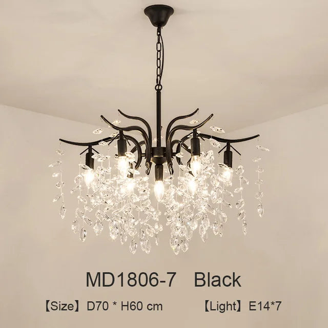 Luxury nordic crystal LED chandelier decoration - vue 9 sur 14