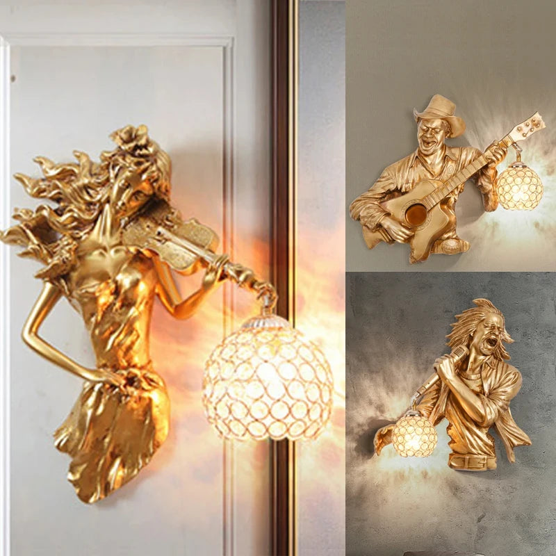 Decorative resin wall light for musicians and singers