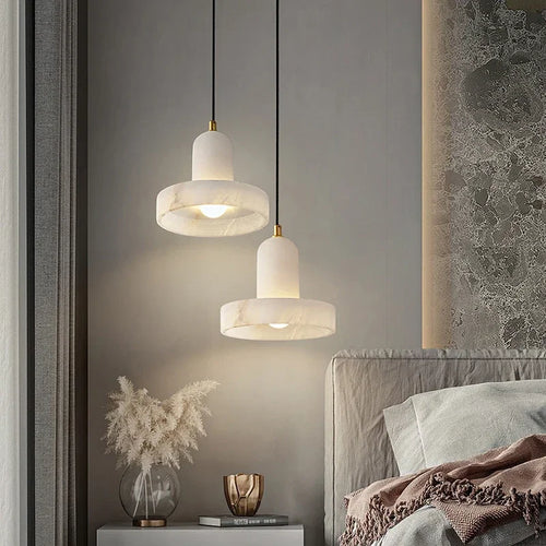 Modern natural marble pendant light for interior decoration - vue 4 sur 9