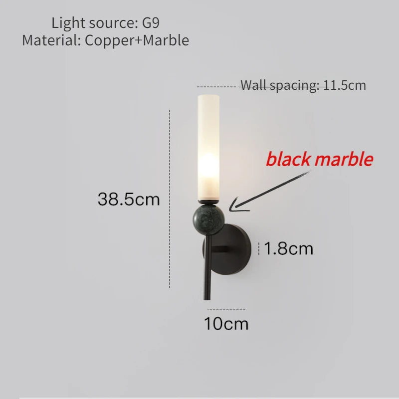 Marble and copper wall light for interior decoration