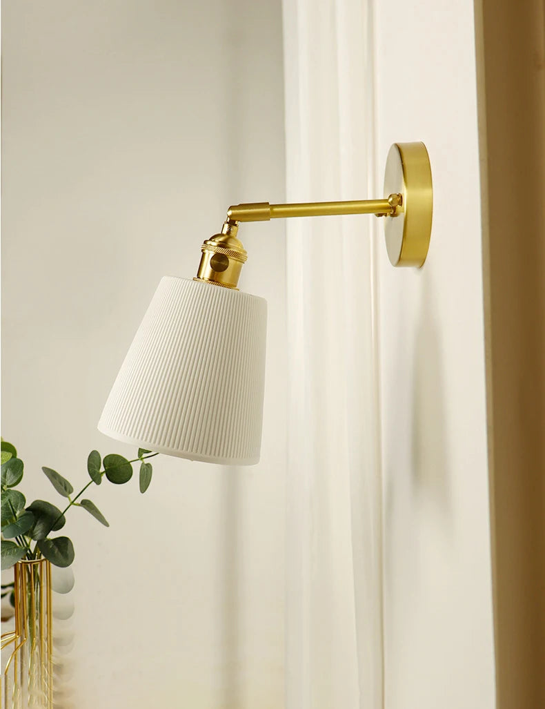 Nordic ceramic wall light with adjustable brass switch