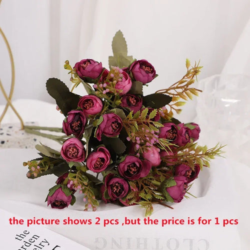 fleurs artificielles en soie bouquet de camélia décoratif