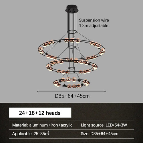 Modern LED bean-shaped chandelier for luxury living room - vue 7 sur 13