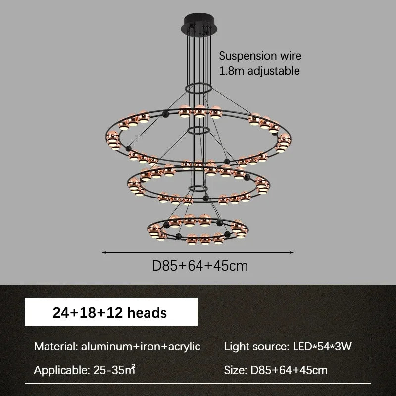 Modern LED bean-shaped chandelier for luxury living room - vue 6 sur 13