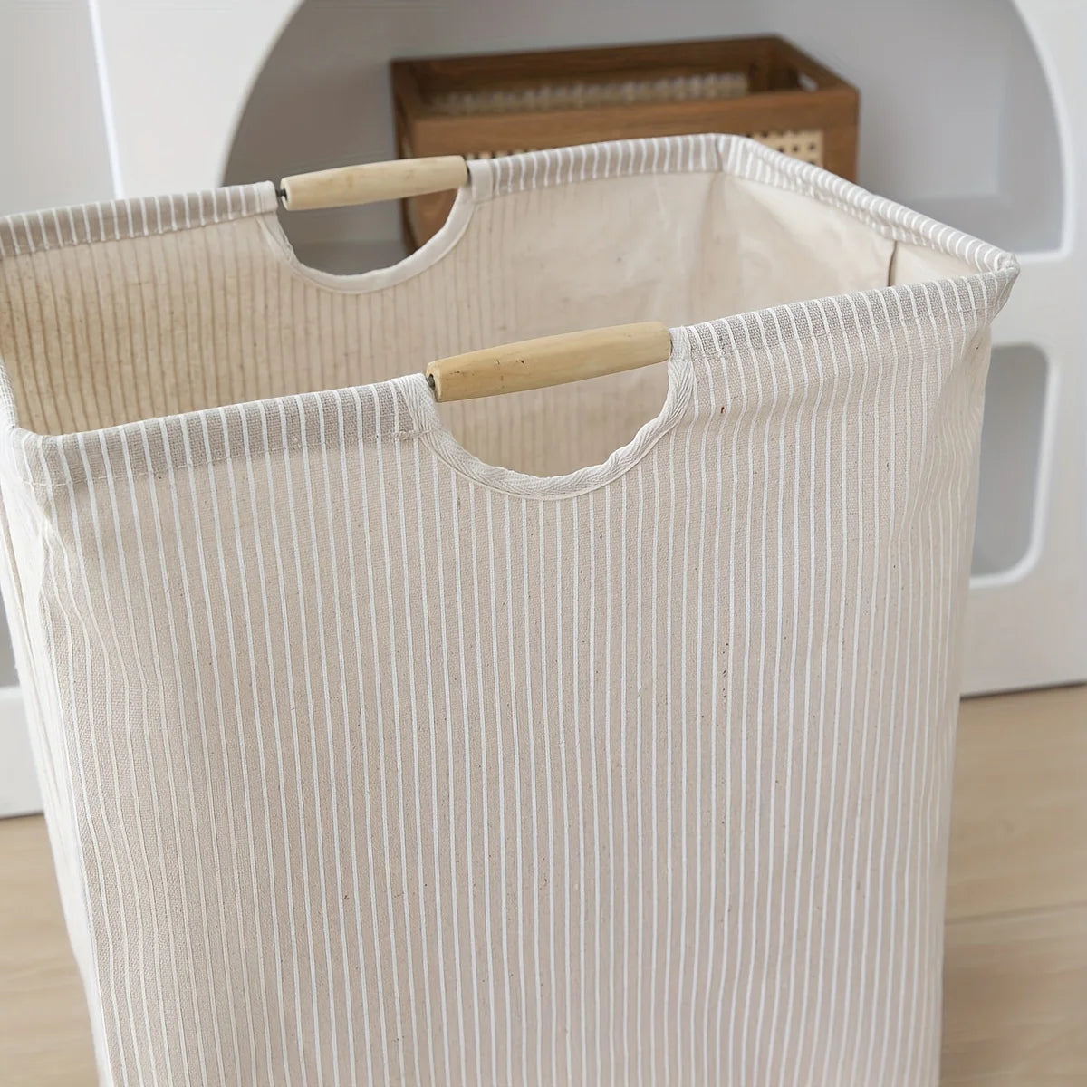 1pc Large Dual-handle Laundry Hamper, Dirty Clothes Hamper For Bedroom, Bathroom, Waterproof, Freestanding, Tall Laundry Basket - vue 5 sur 7