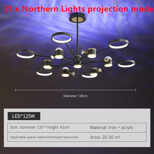 Luxury crystal aurora borealis LED chandelier ceiling pendant - vue 10 sur 16