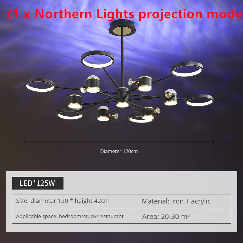 Luxury crystal aurora borealis LED chandelier ceiling pendant - vue 10 sur 16