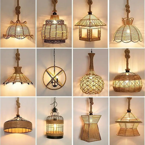 Nordic hemp rope pendant light for restaurants - vue 4 sur 16