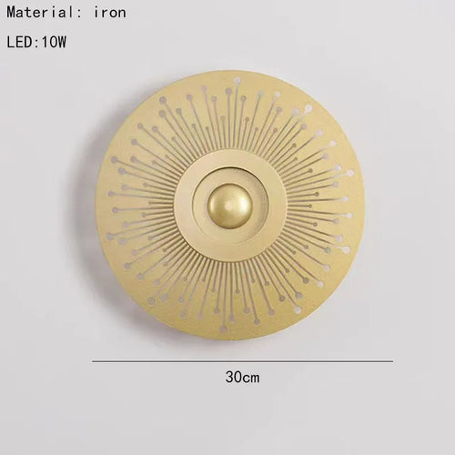Round art deco LED wall light for a warm atmosphere - vue 13 sur 12