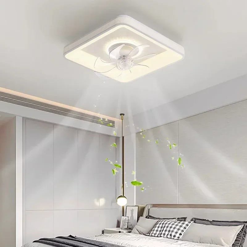 Modern LED ceiling light with fan and remote control