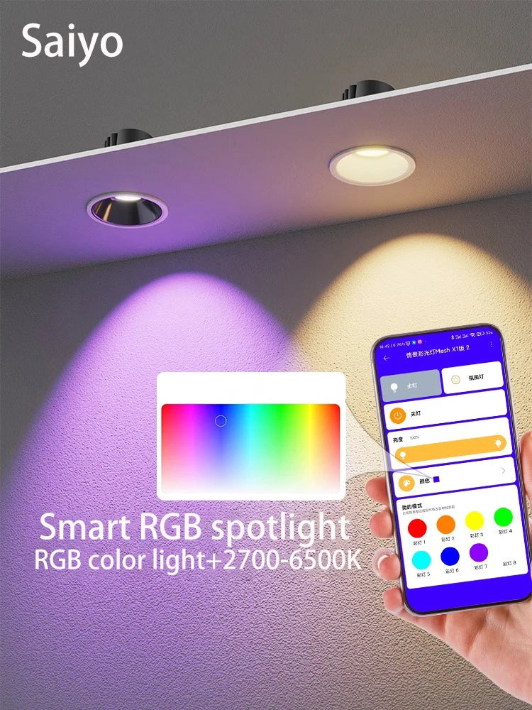 Smart recessed round LED RGB spotlight xiaomi mijia tuya zigbee