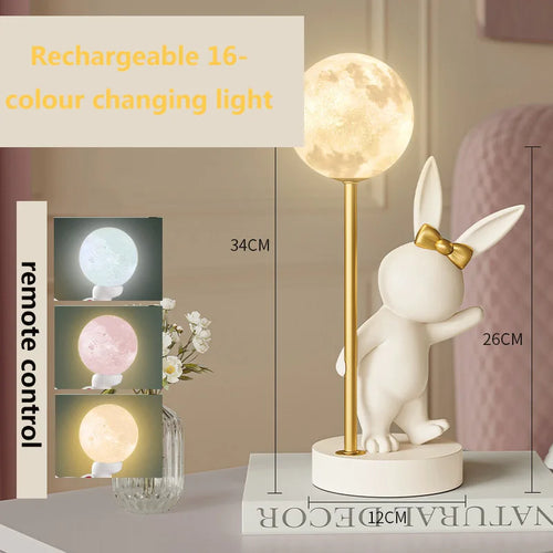 Nordic pink rabbit table lamp - vue 13 sur 16