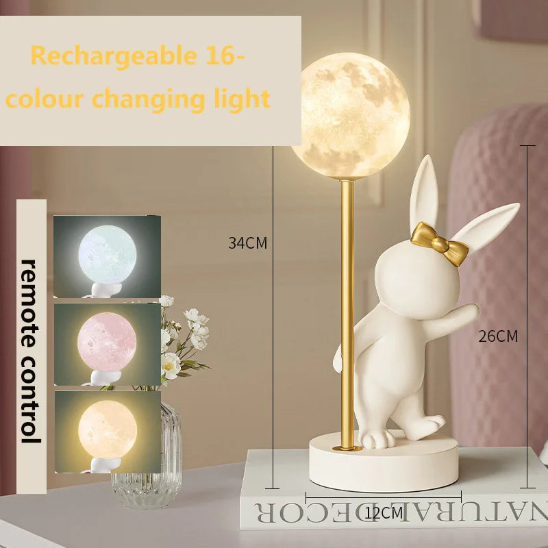 Nordic pink rabbit table lamp - vue 12 sur 16