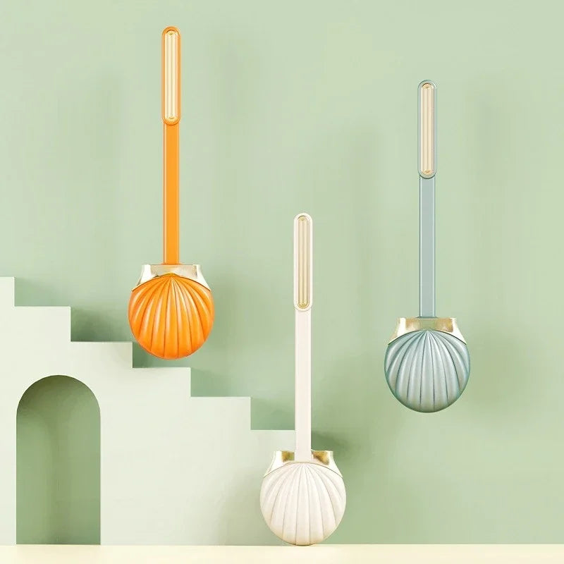 Silicone toilet brush with practical holder and long handle - vue 5 sur 10