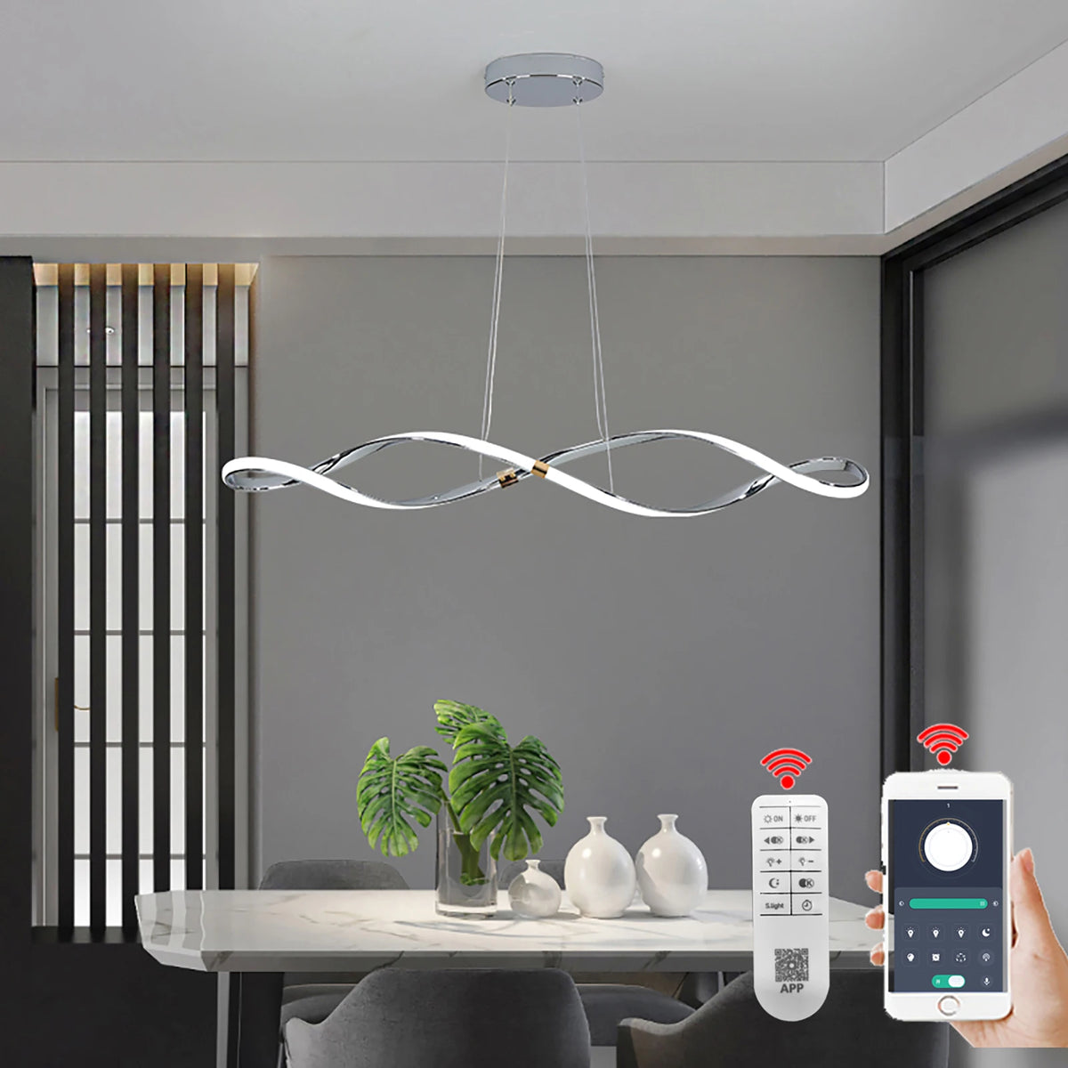 Modern LED pendant chandelier with lighting and remote control