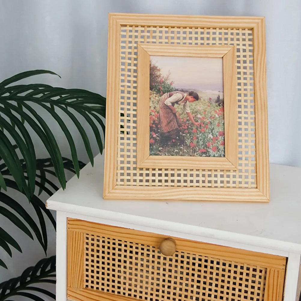 Bohemian wicker photo frame for unique and modern decor
