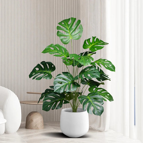 Artificial palm tree 18 leaves large decorative monstera plant for indoors - vue 2 sur 6