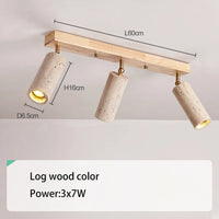 LED spotlight 3 heads surface mounted ceiling light stone wood for living room, cloakroom, clothing shop