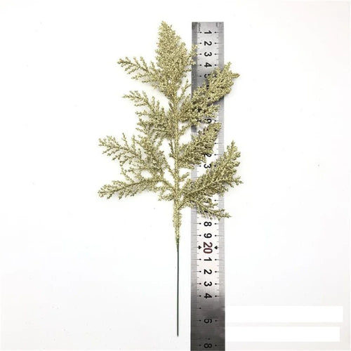 Christmas pine leaves glitter for DIY wreath and tree decoration - vue 6 sur 17