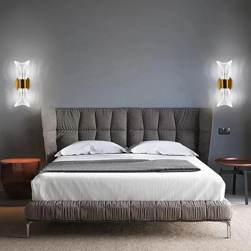 Modern luxury creative acrylic LED wall light gold or black for hallway, bedroom, bedside, corridor, home decor - vue 3 sur 11