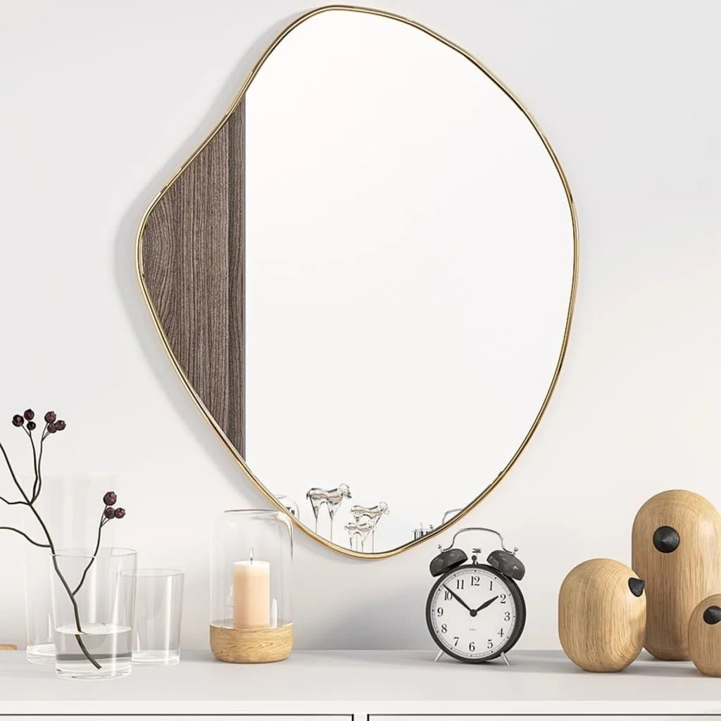 elegant wall mirror in gold finish contemporary design - vue 7 sur 7
