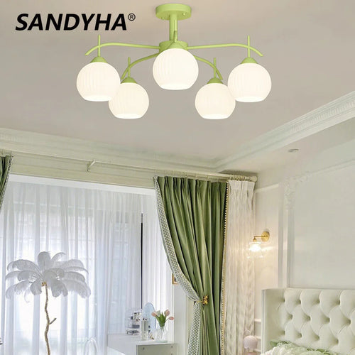 Nordic minimalist LED glass pendant chandelier Sandyha - vue 2 sur 9