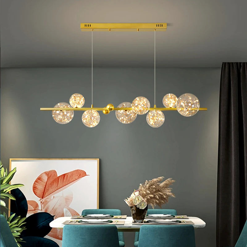 Nordic glass LED pendant light for interior decor - vue 6 sur 6