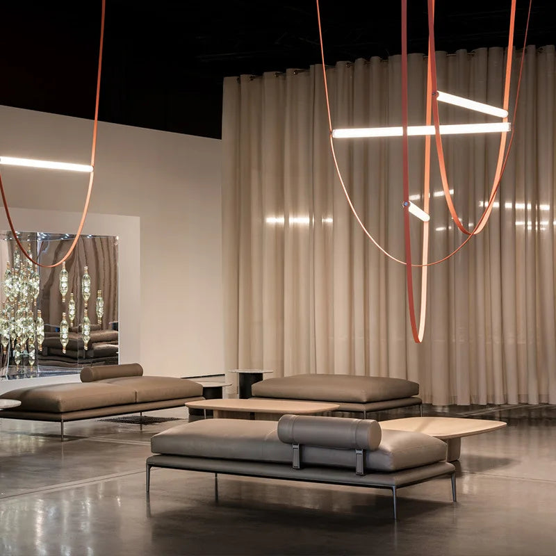 Italian designer pendant light with LED tube lamp - vue 3 sur 14