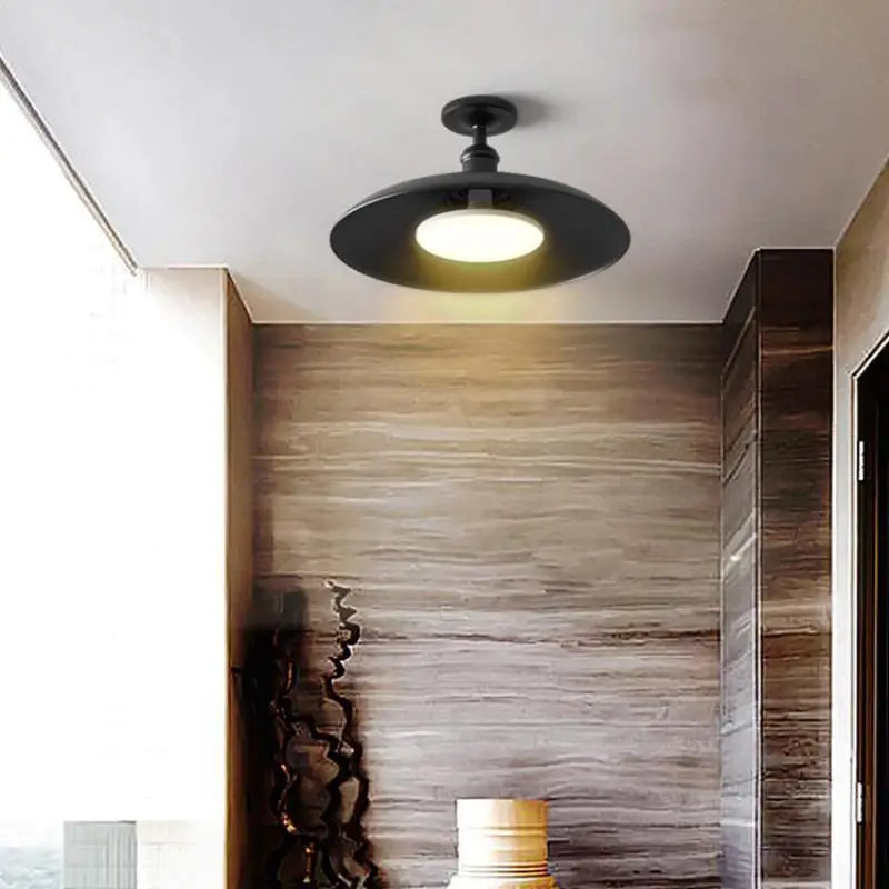 Retro UFO LED ceiling light for outdoor garden, balcony and courtyard lighting