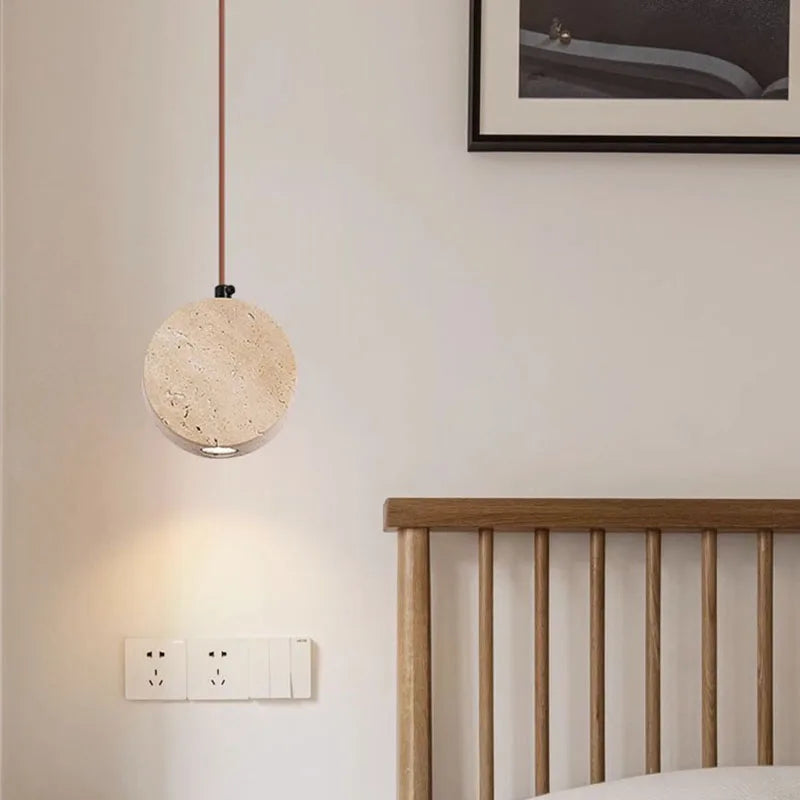 Natural marble restaurant pendant light with adjustable cord